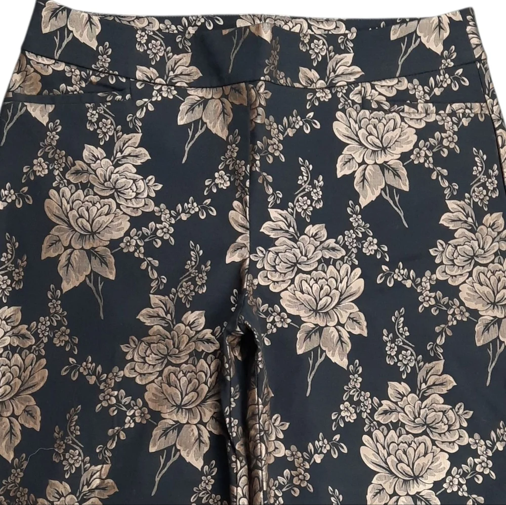 Chico's So Slimming Brigitte Gold Floral Slim Ankle Pants SZ 1.5/10 - Picture 3 of 10